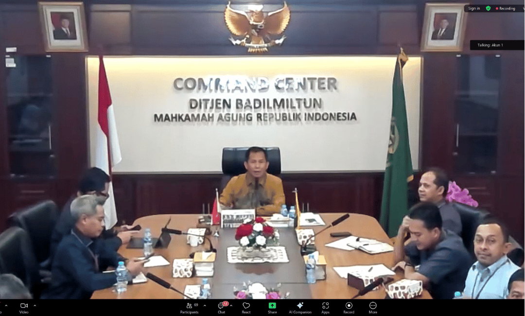 PTUN Padang mengikuti Pembinaan Dirjen Badilmiltun secara daring