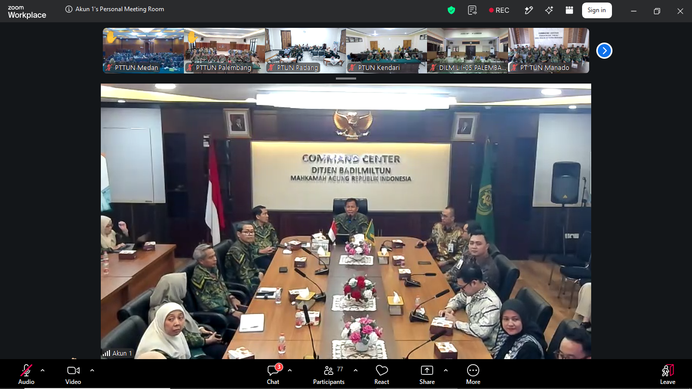 Pembinaan Direktur Jenderal Badan Peradilan Militer dan Tata Usaha Negara (Dirjen Badilmiltun) secara daring