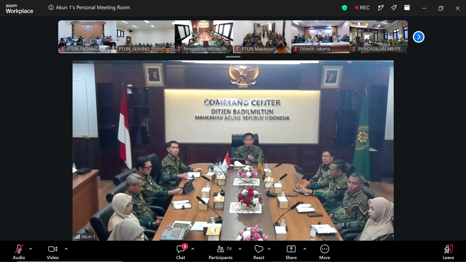 Kegiatan Pembinaan Direktur Jenderal Badan Peradilan Militer dan Tata Usaha Negara (Dirjen Badilmiltun) secara Daring