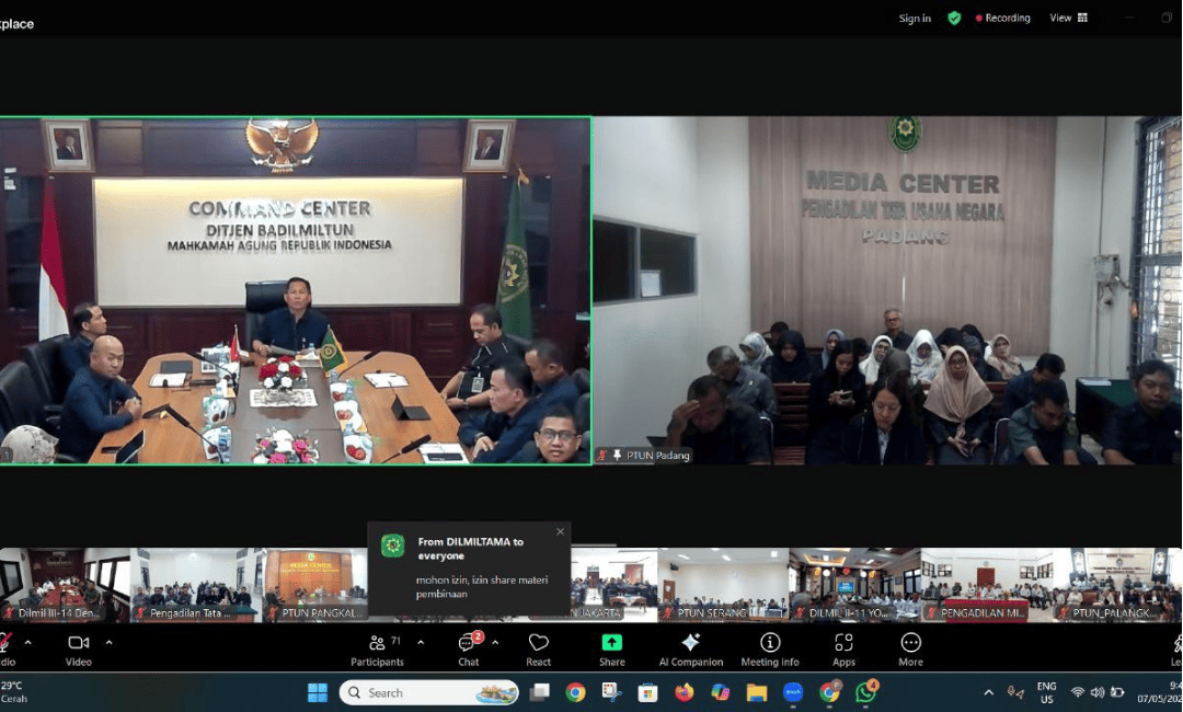 Pembinaan Dirjen Badilmiltun secara daring