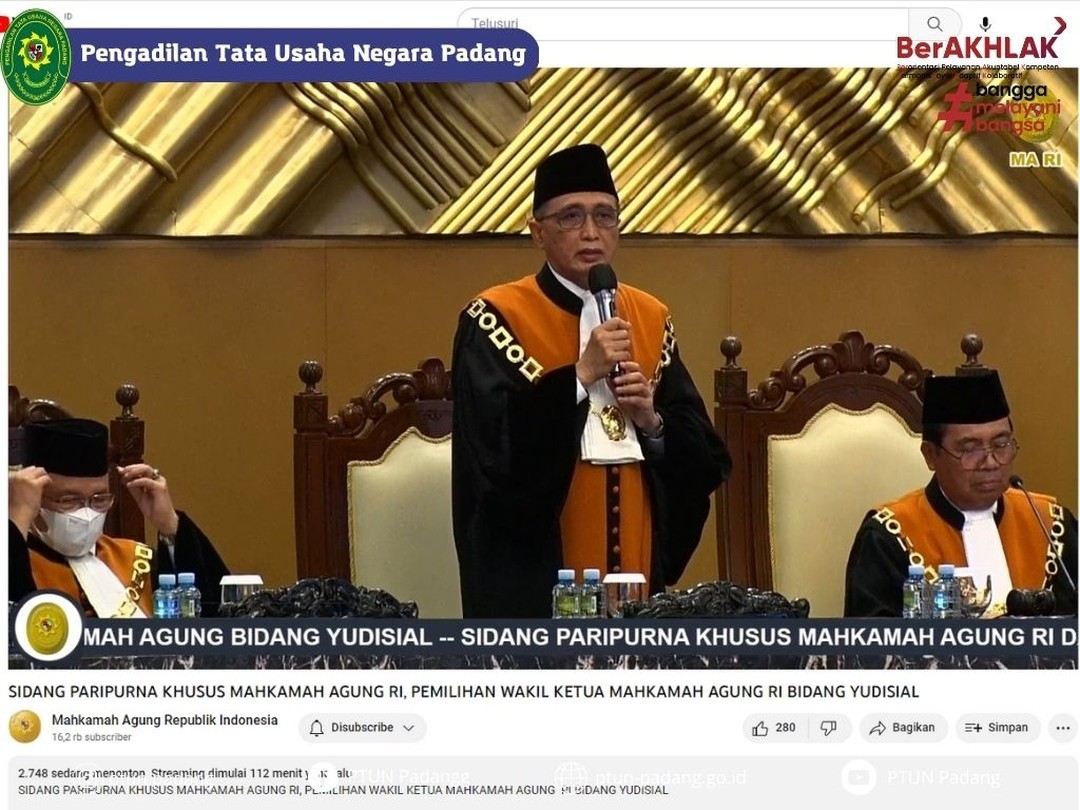 Pengadilan Tata Usaha Negara Padang menyaksikan Siaran Langsung Sidang Paripurna Khusus Mahkamah Agung RI
