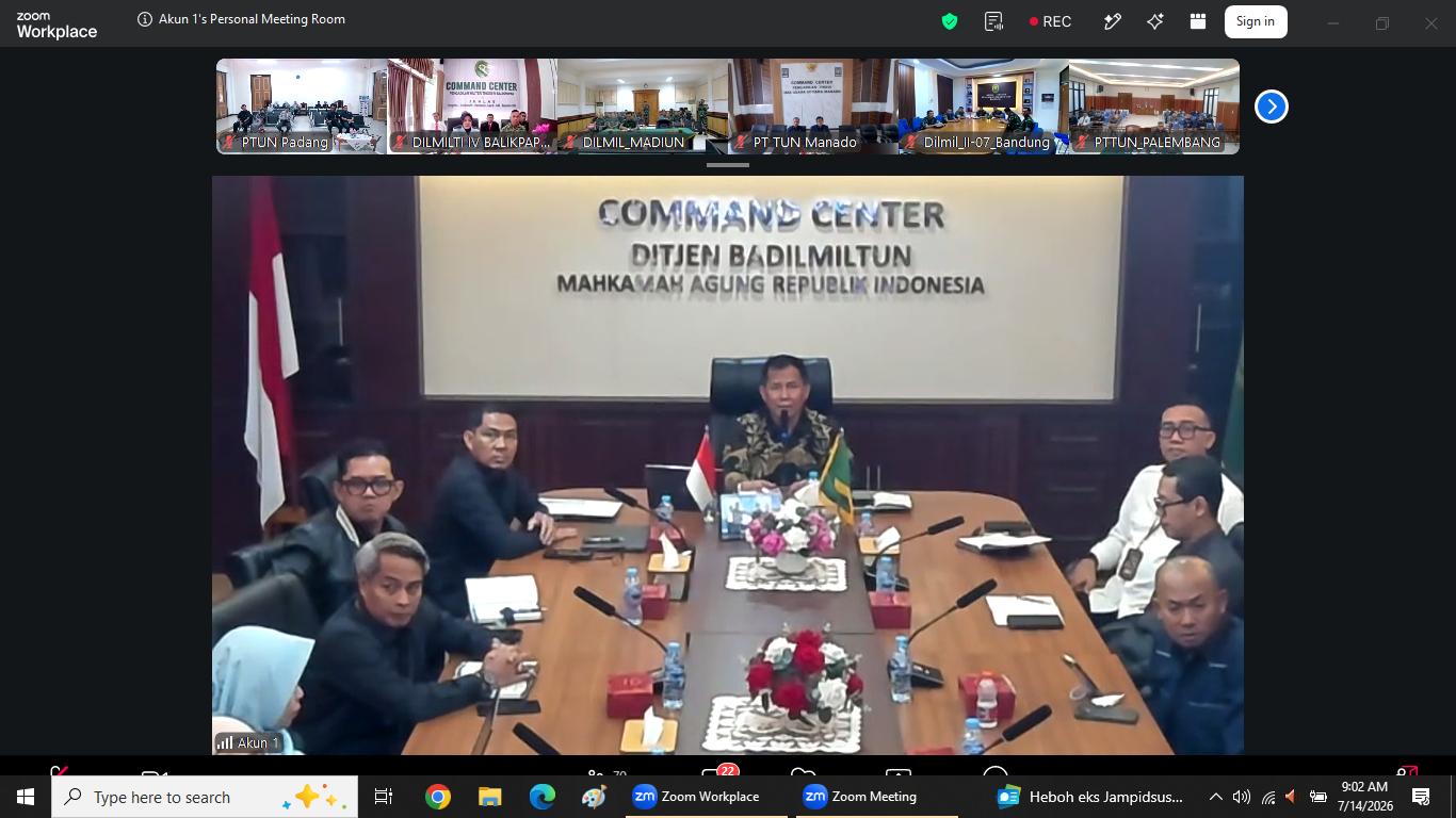 Kegiatan Pembinaan Dirjen Badilmiltun secara daring bulan Juli 2026