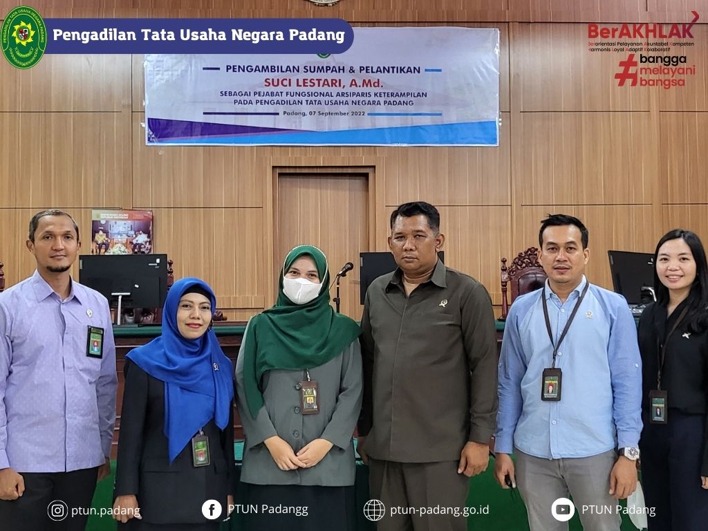 Pengambilan Sumpah dan Pelantikan Suci Lestari, A.Md. sebagai Pejabat Fungsional Arsiparis Terampil
